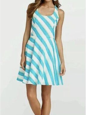 Lilly Pulitzer Zo Dress Turquoise Striped Dress Sz 2